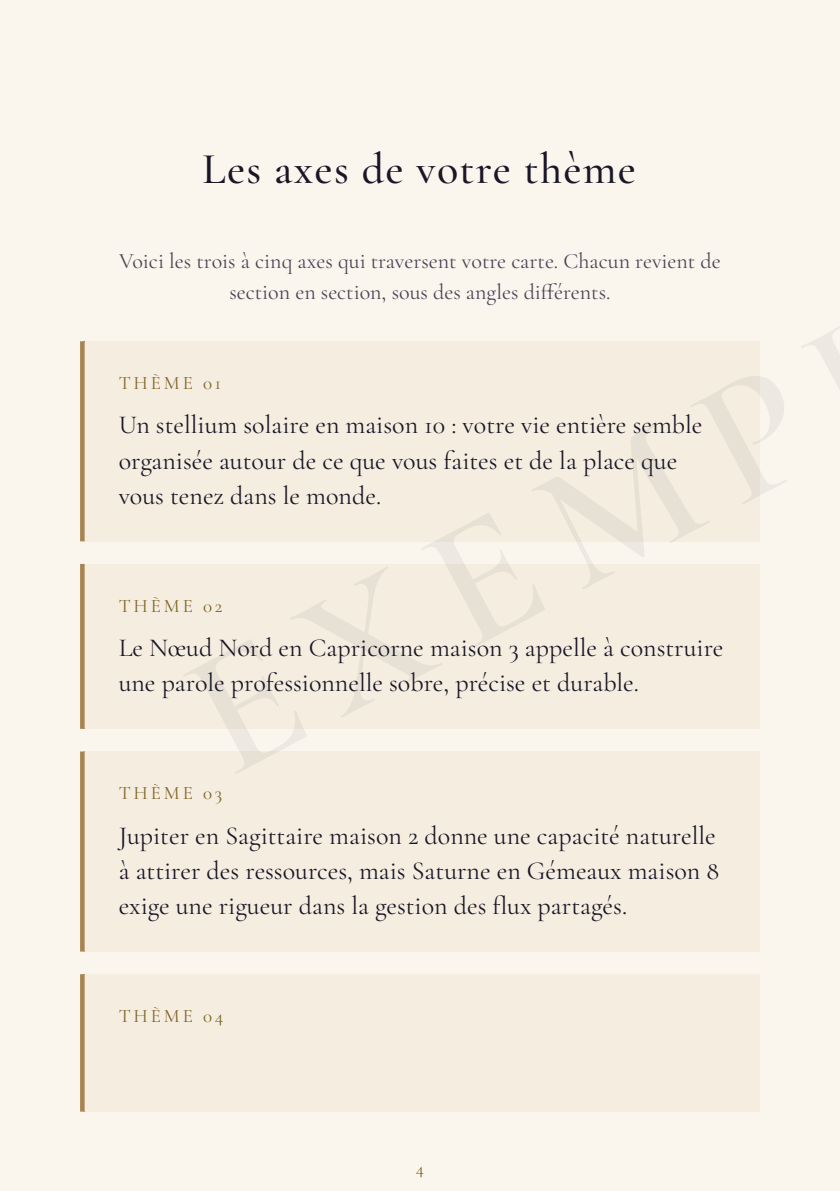 Aperçu : Les axes de votre thème