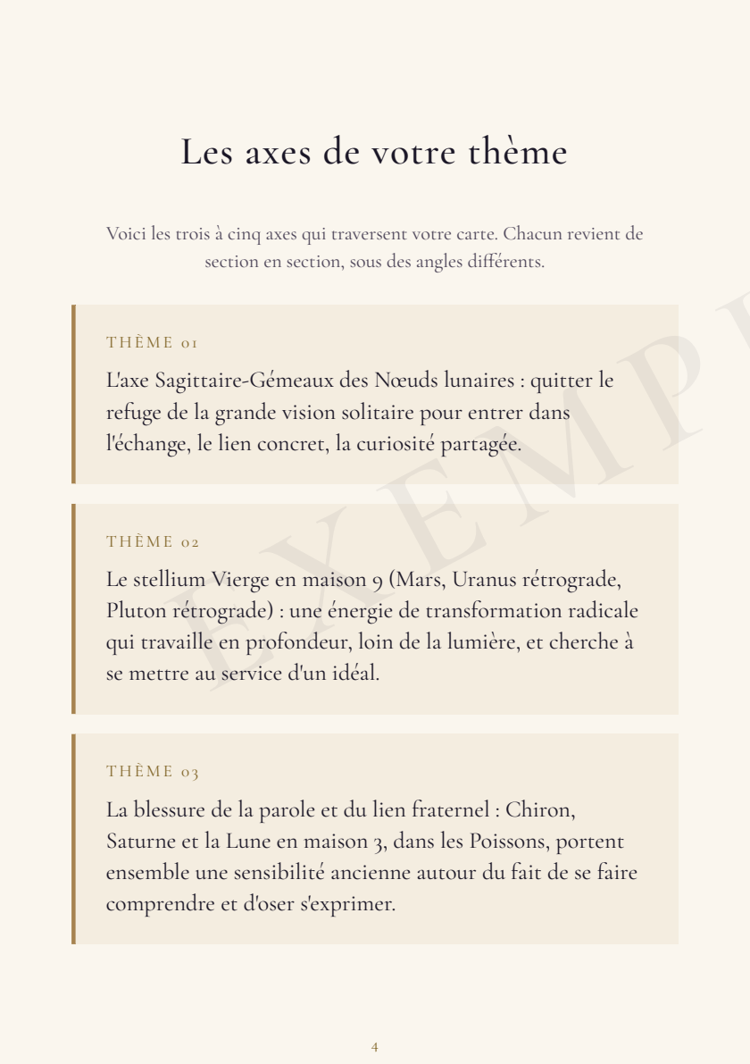 Aperçu : Les axes de votre thème